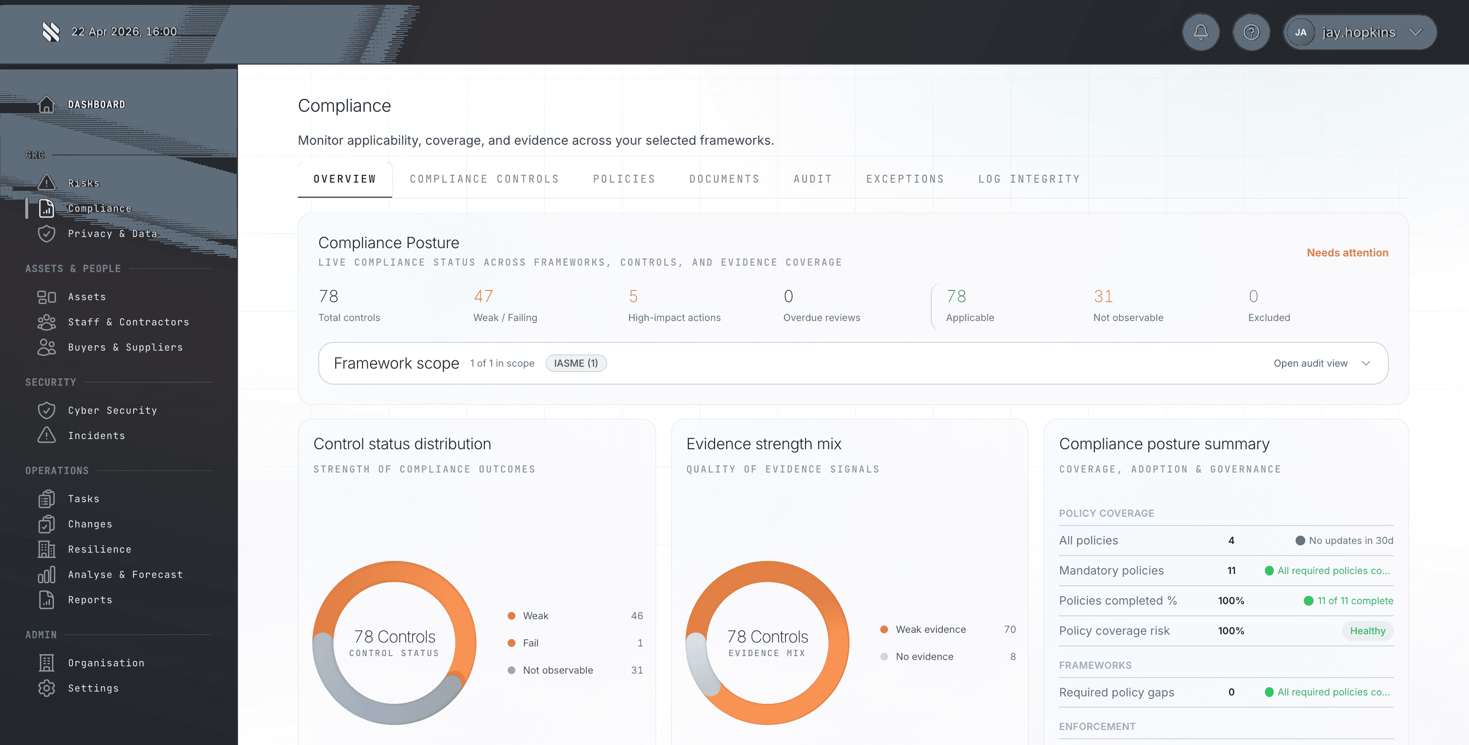 Fig Compliance Automation - framework mapping, control evidence, and audit-ready status